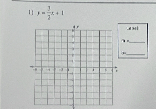 y= 3/2 x+1
Label:
m=
b=
=0