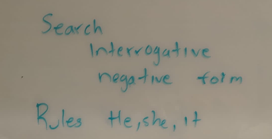 Search 
Intervogative 
negative form 
Rules He, she, I+