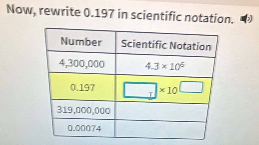 Now, rewrite 0.197 in scientific notation.