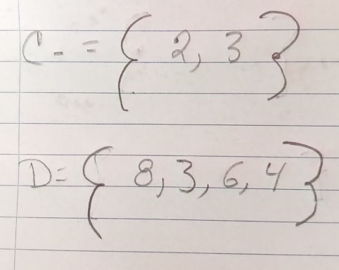 C-=(2,3)
D= 8,3,6,4