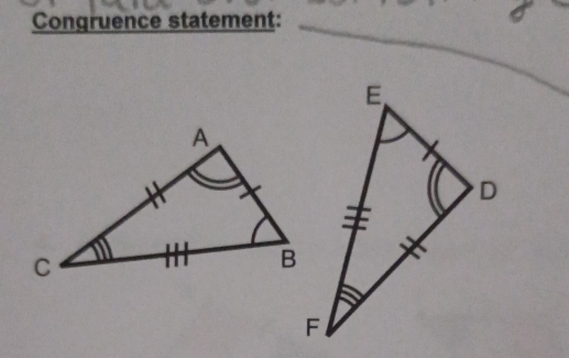 Congruence statement: