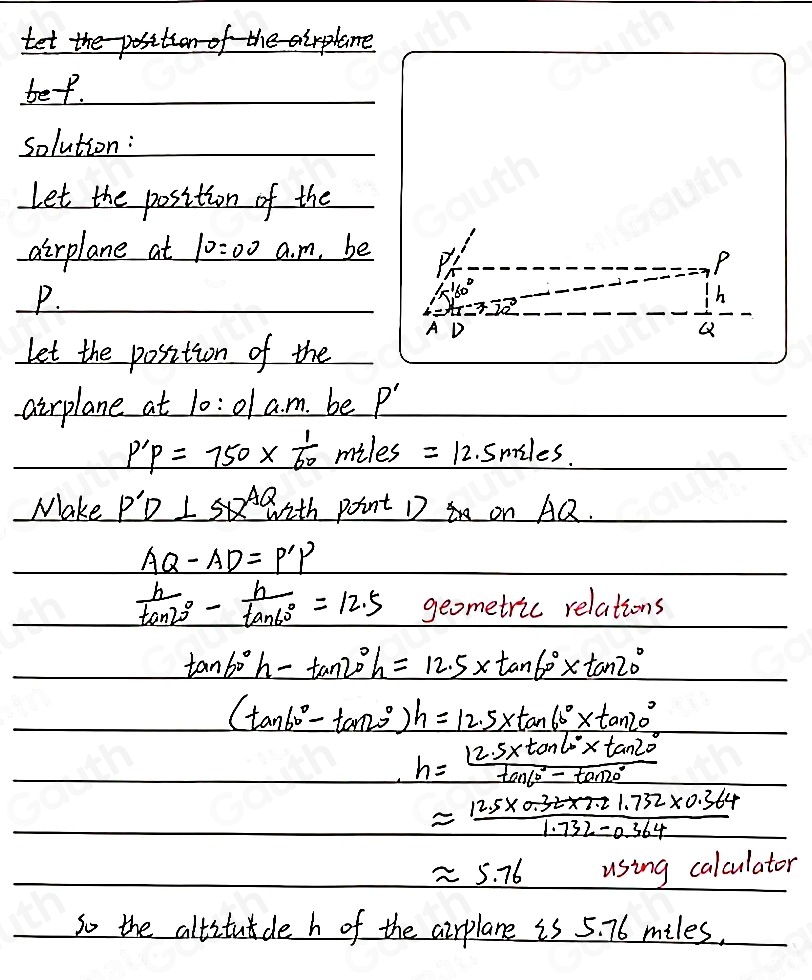 Solved: An airplane is approaching point A along a straight line and at ...