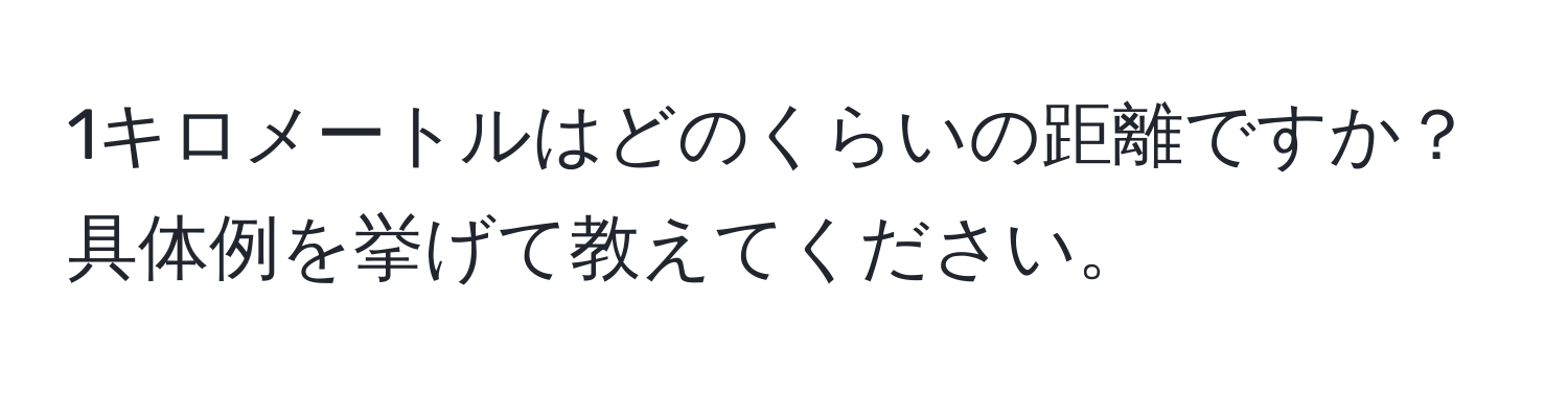 1キロメートルはどのくらいの距離ですか？具体例を挙げて教えてください。