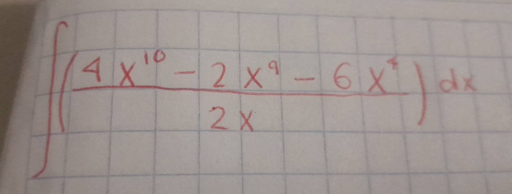 ∈t ( (4x^(10)-2x^3)/2x =62x)dx