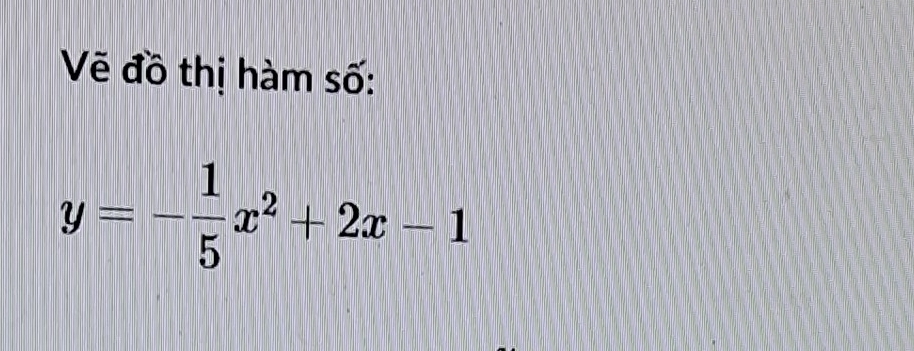 Vẽ đồ thị hàm số:
y=- 1/5 x^2+2x-1