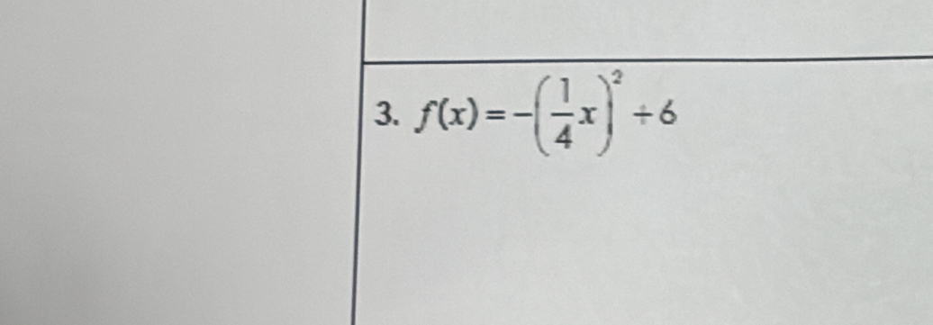 f(x)=-( 1/4 x)^2+6