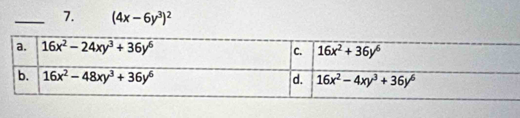 (4x-6y^3)^2