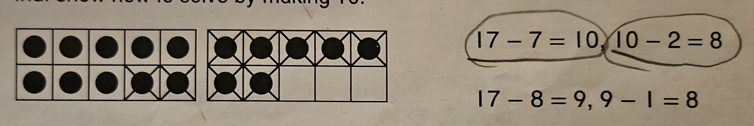 17-7=10, 10-2=8
17-8=9,9-1=8