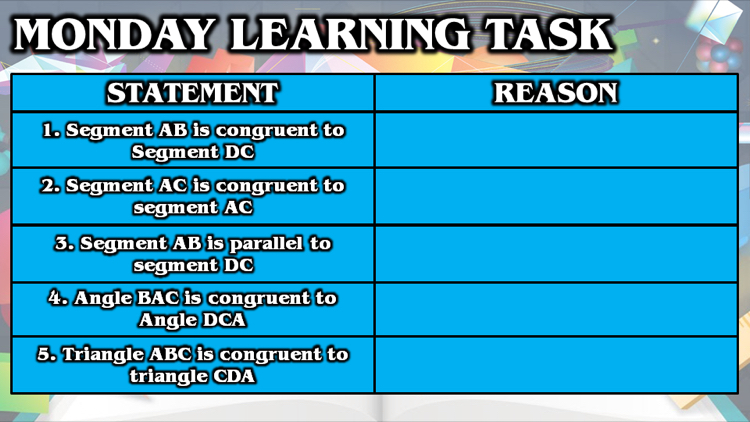 MONDAY LEARNING TASK