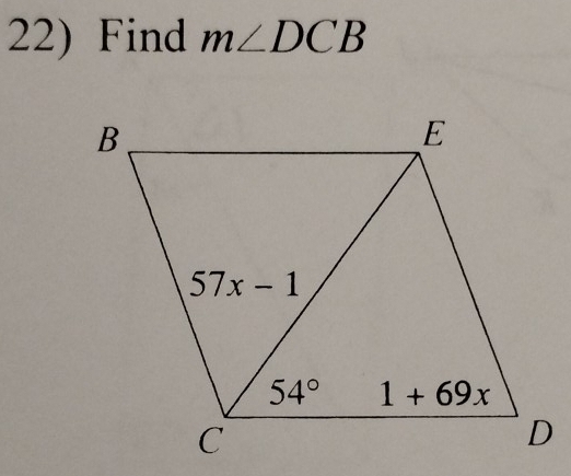 Find m∠ DCB