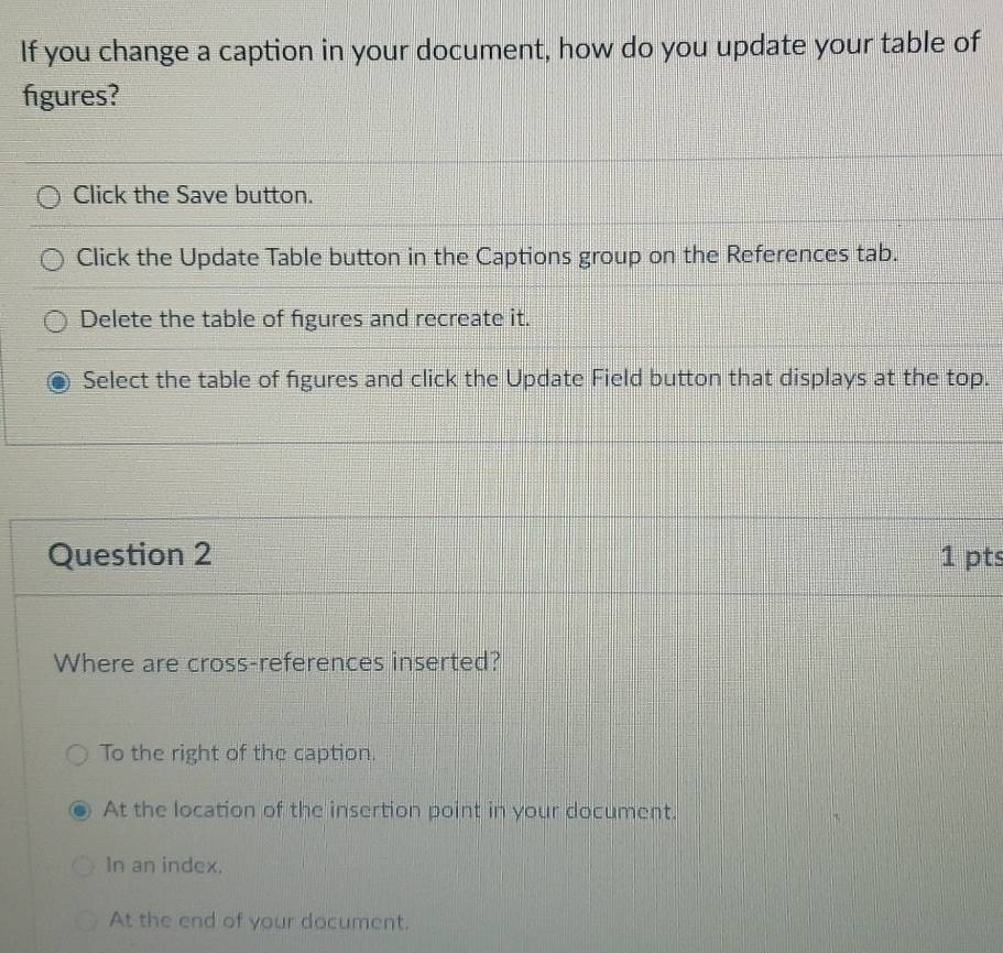 Solved: If you change a caption in your document, how do you update ...