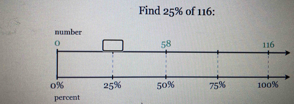 Find 25% of 116 : 
percent