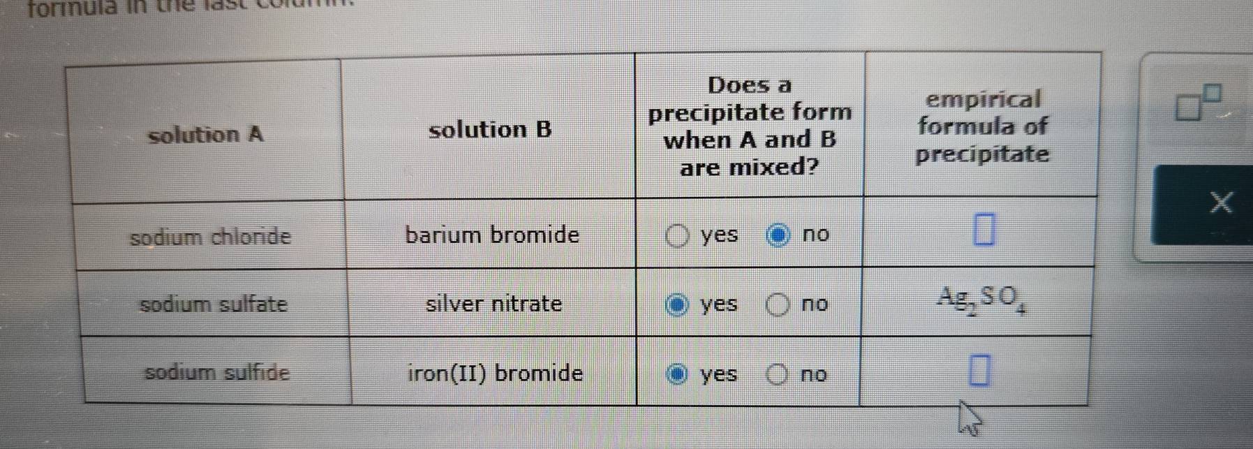 formula in the las
X