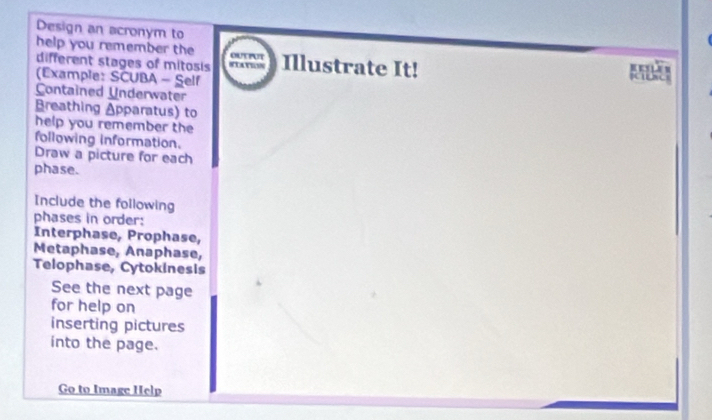 Solved: Design an acronym to help you remember the Illustrate It! RESLe ...