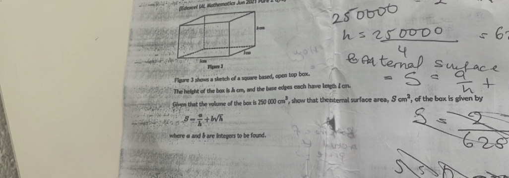 Solved: IAL Mathematics Jan 2021 pare 1 Figure 3 shows a sketch of a ...