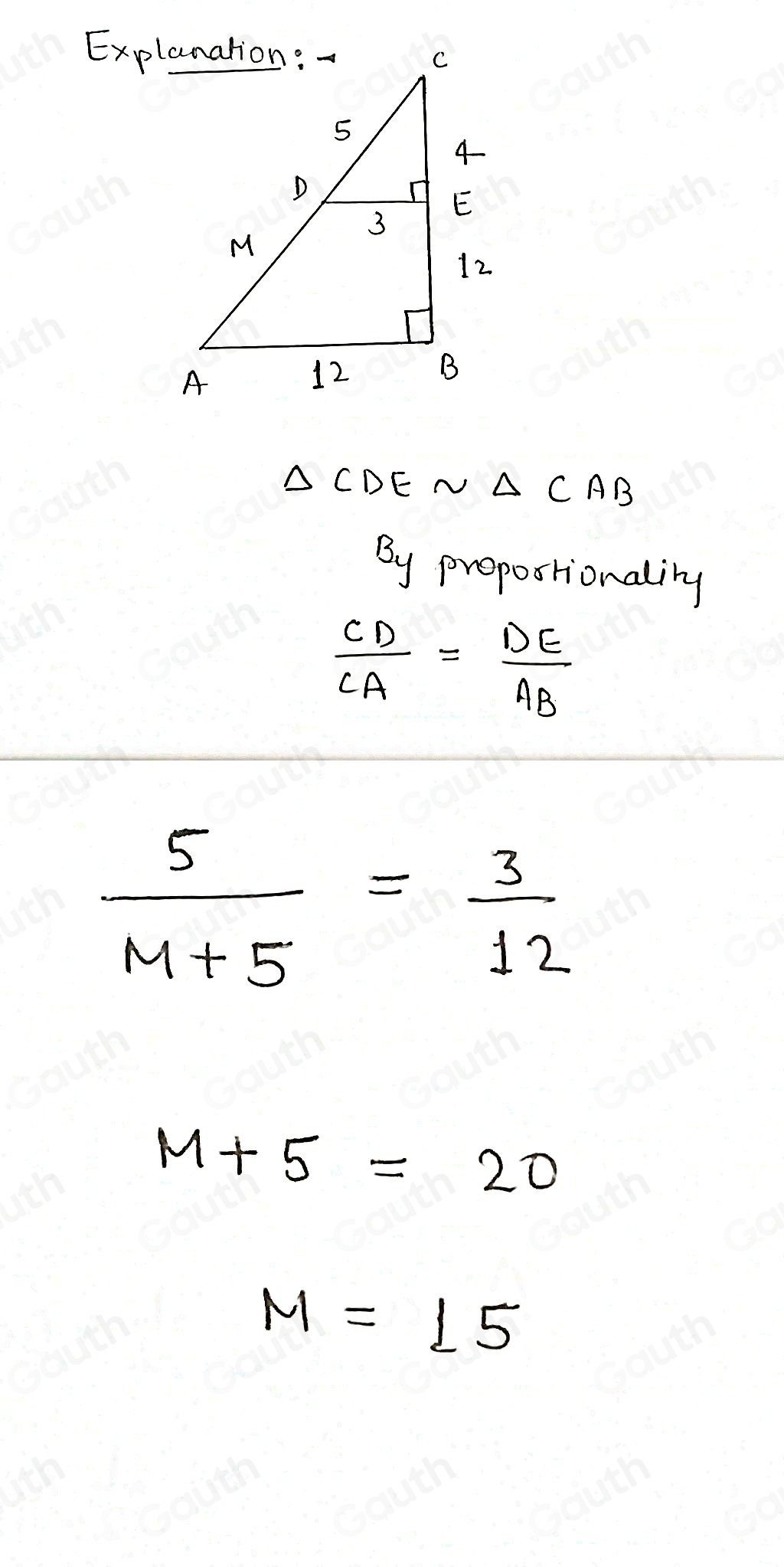 Solved: Find M. Lines that look parallel are parallel. [Math]