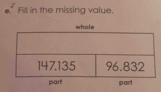 Fill in the missing value. 
part part