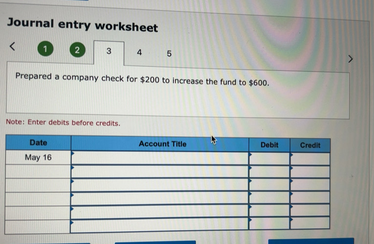 Solved: Journal entry worksheet 1 2 3 4 5 Prepared a company check for ...