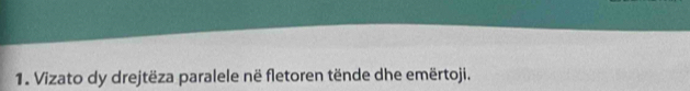 Vizato dy drejtëza paralele në fletoren tënde dhe emërtoji.