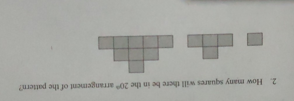 How many squares will there be in the 20^(th) arrangement of the pattern?