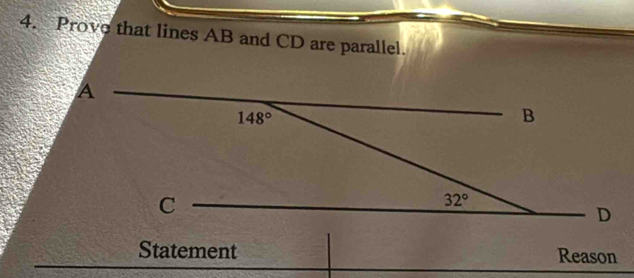 Solved: Provo that lines AB and CD are parallel. Statement Reason [Math]