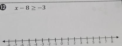 12 x-8≥ -3
-R -7 -6 -5 -4 -3 -2 -1