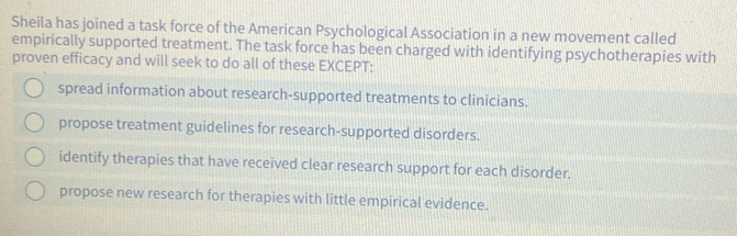 Solved: Sheila has joined a task force of the American Psychological ...
