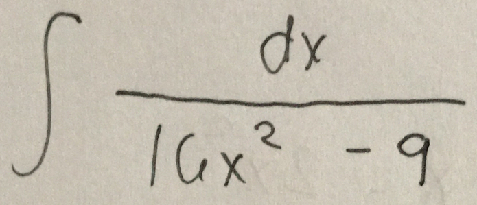 ∈t  dx/16x^2-9 