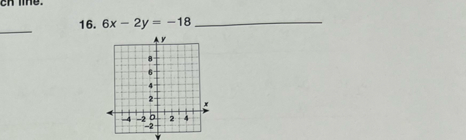 ch line. 
_ 
16. 6x-2y=-18 _