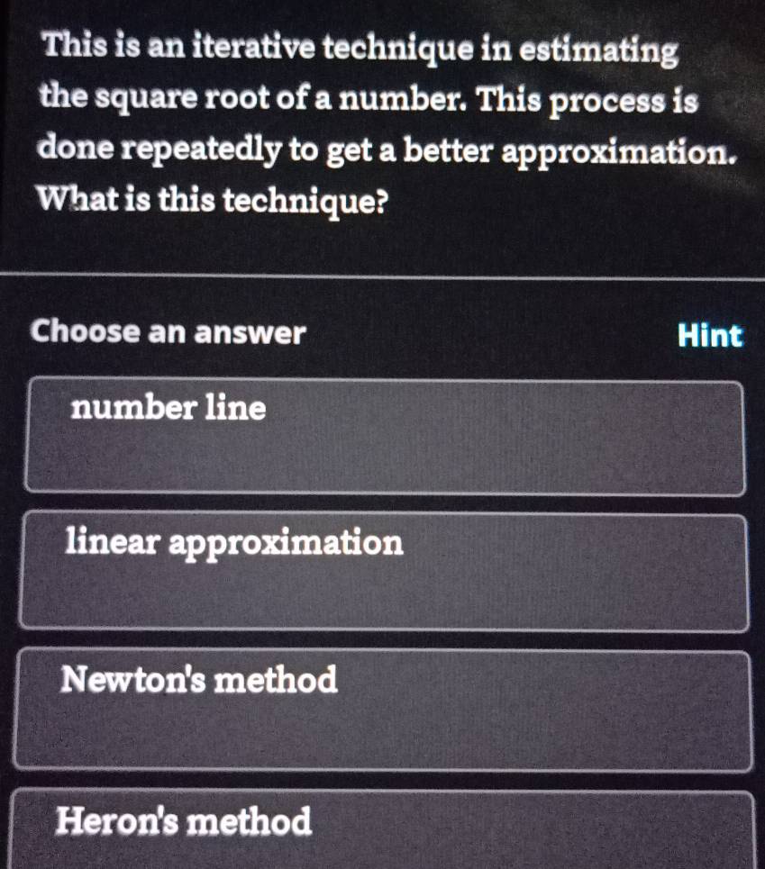 Solved: This is an iterative technique in estimating the square root of ...