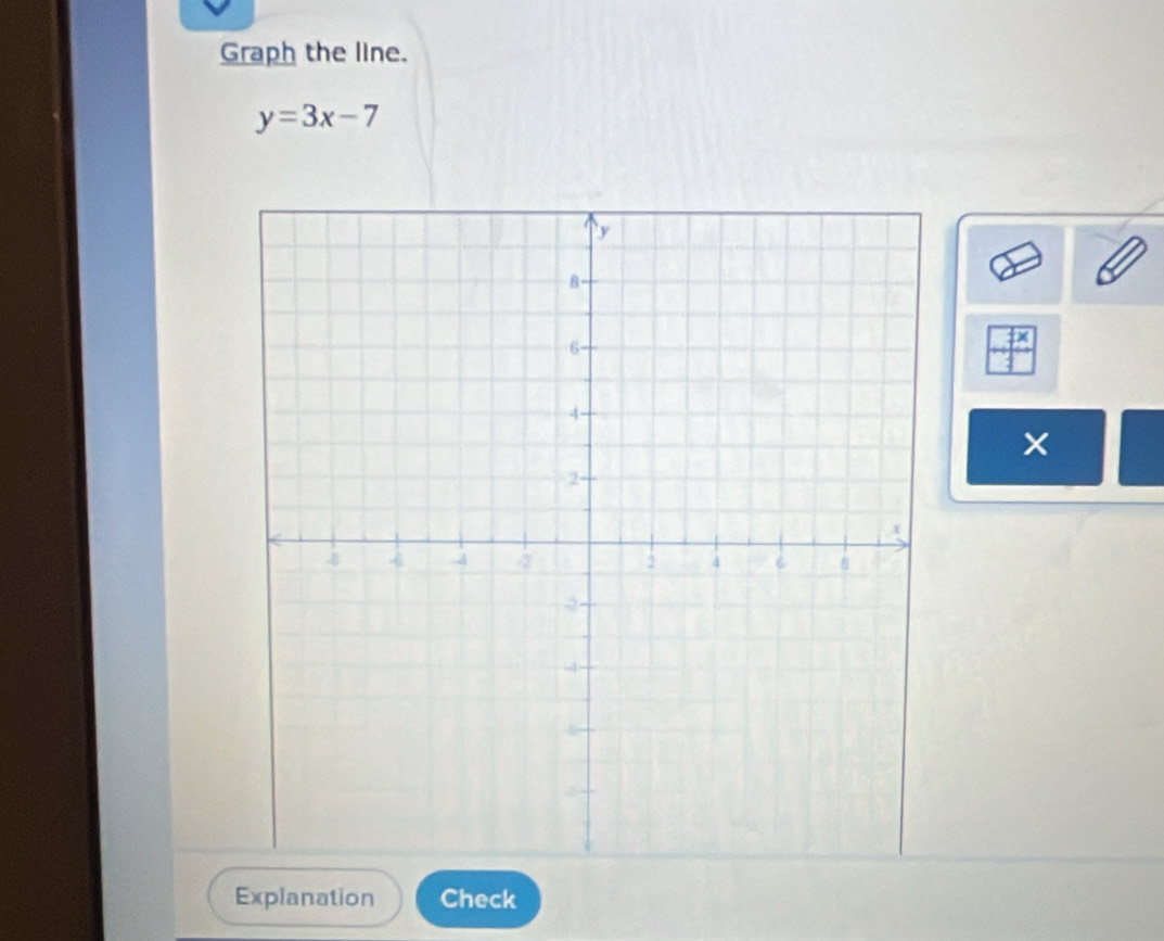 Graph the line.
y=3x-7
Explanation Check