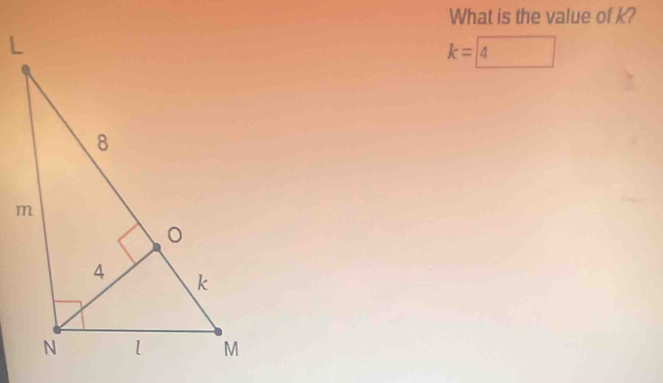 What is the value of k?
k= 4