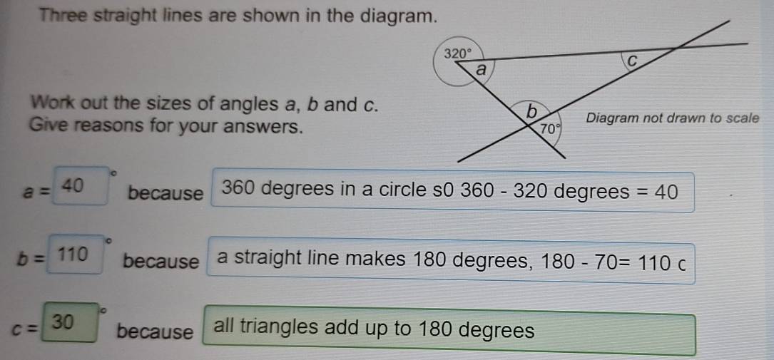 Solved: Three straight lines are shown in the diagr Work out the sizes ...