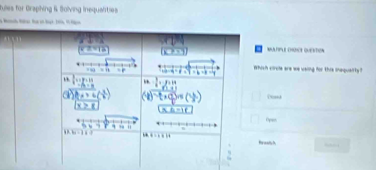 Rules for Graphing & Solving Inequalities
MULTIPLE CHOICE QUESTION
circle are we using for this inequality?
Dasnd
pen
atch