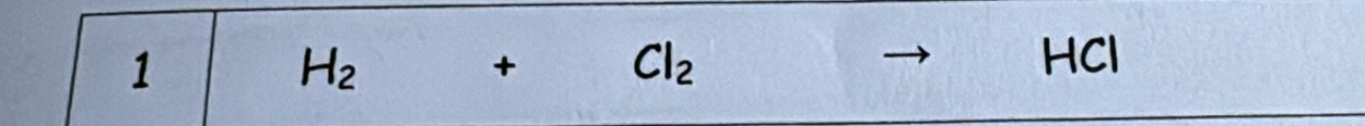 1
H_2 + Cl_2 HCI
to