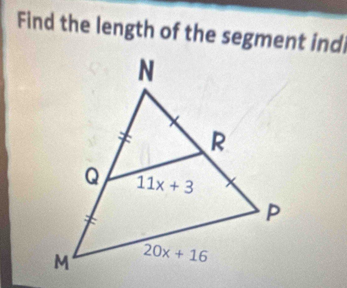 Find the length of the segment indi