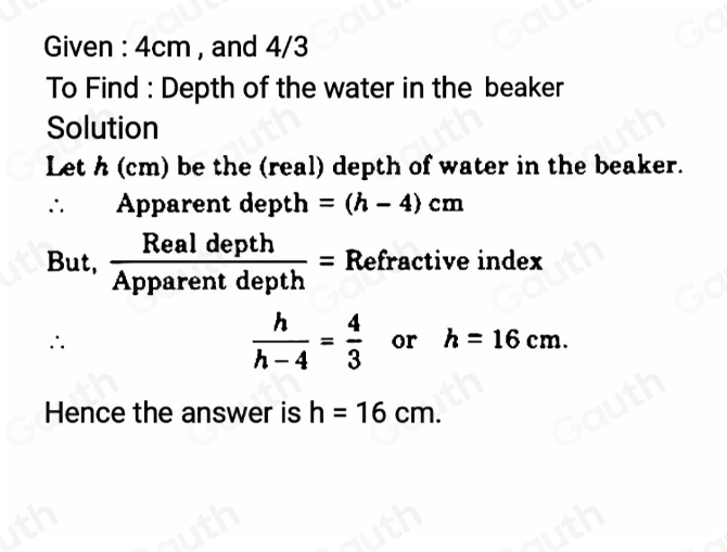Solved: A coin placed at the bottom of a beaker appears to be raised by ...