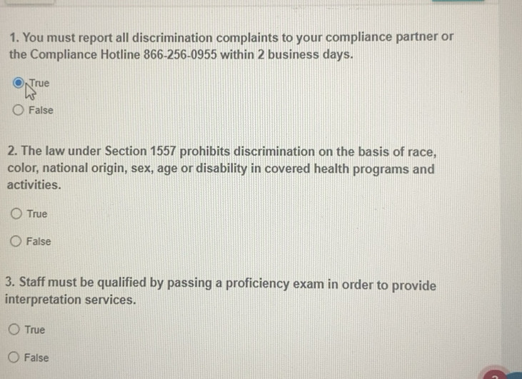 Solved: You must report all discrimination complaints to your ...