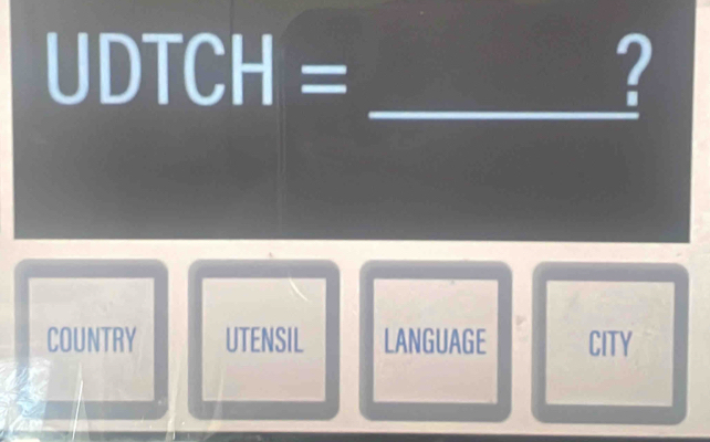 UDTCH=
?
COUNTRY UTENSIL LANGUAGE CITY