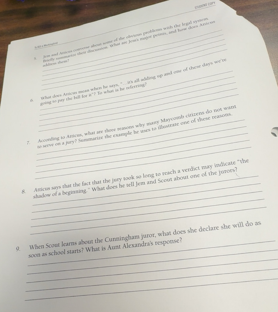 Solved: STUDENT COPY _ Jem and Atticus converse about some of the ...