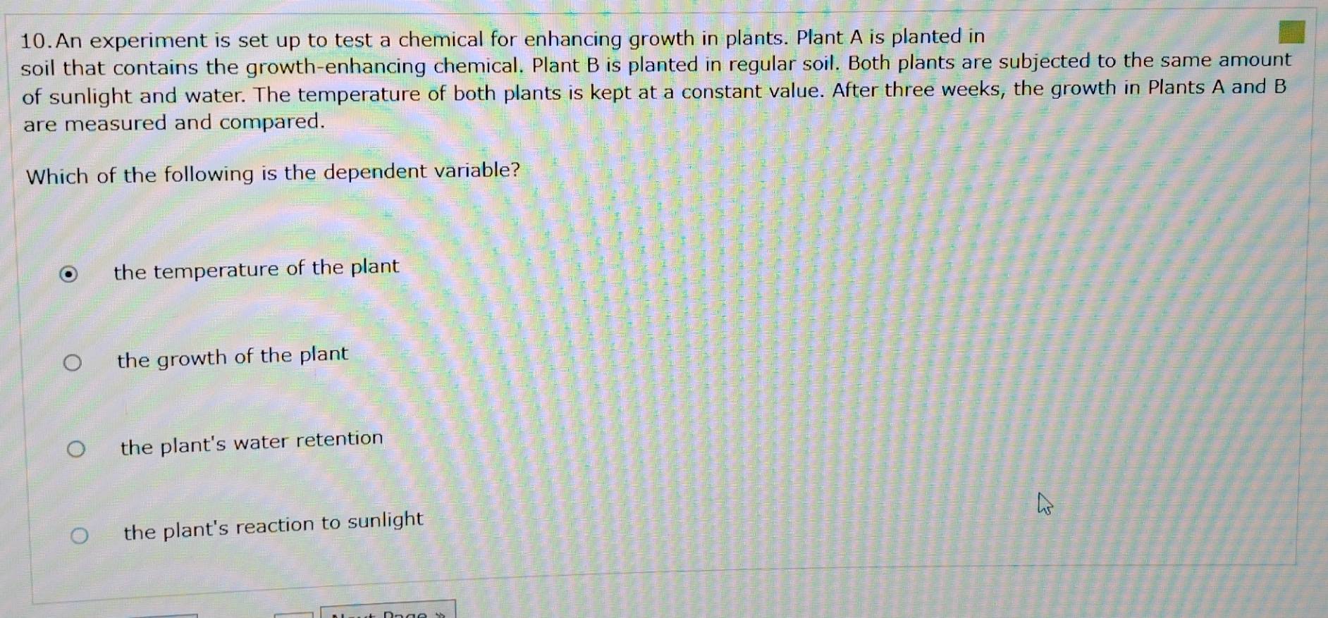Solved: An experiment is set up to test a chemical for enhancing growth ...