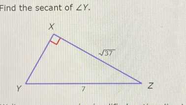 Find the secant of ∠ Y.