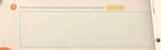 Dessine une suite de figures ayant pour règle l'équation algébrique y=3x+4