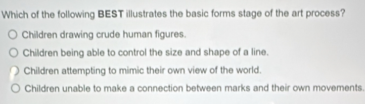 Solved: Which of the following BEST illustrates the basic forms stage ...