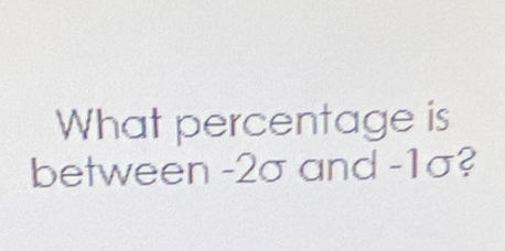 What percentage is 
between -2σ and -1σ?