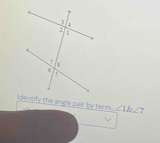 Identify the angle pair by term... ∠ 1 angle7