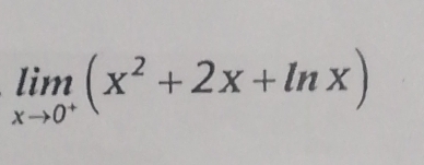 limlimits _xto 0^+(x^2+2x+ln x)