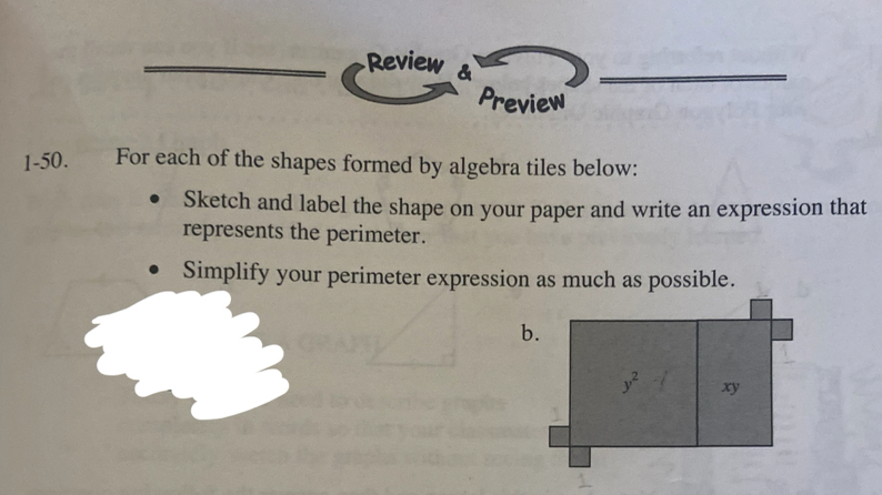 Solved: Review & Preview 1-50. For each of the shapes formed by algebra ...