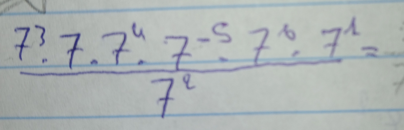 frac 7^3· 7· 7^4· 7^(-5)· 7^6· 7^1=