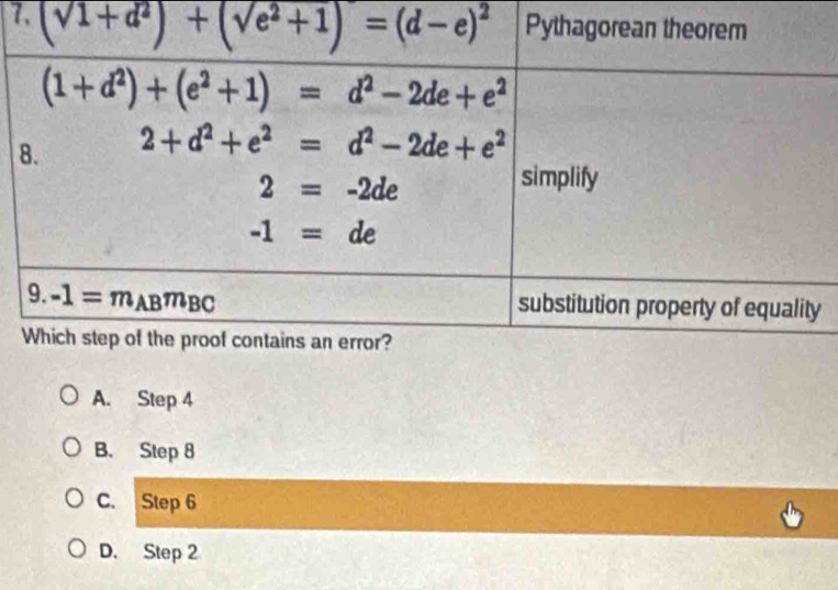 A. Step 4
B. Step 8
C. Step 6
D. Step 2